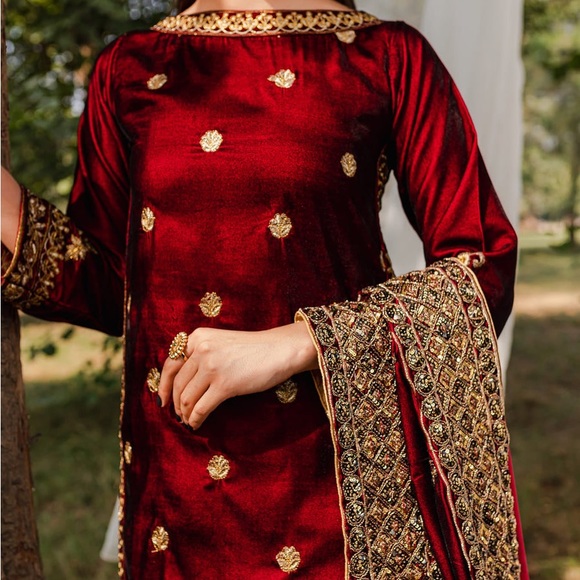 BNWT Velvet 3 Piece Bridal Pakistani Suit - Picture 3 of 14
